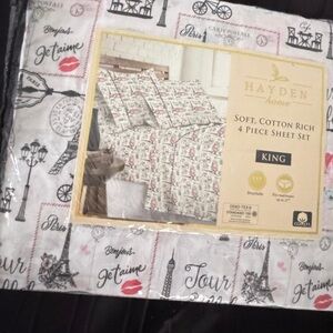 Eiffel Tower king  cotton sheets set